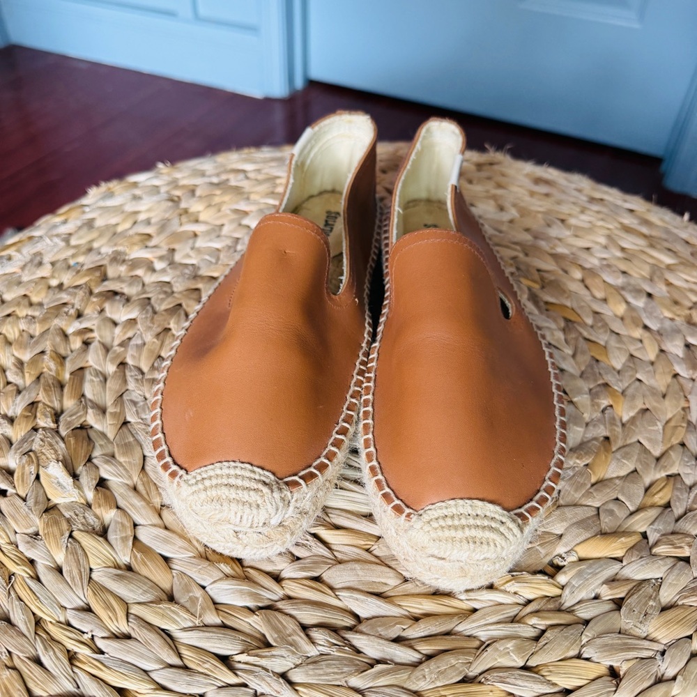 NEW Soludos Women's Leather Espadrille Slip-On in Tan - Picture 3 of 6